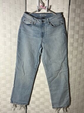 Rewash Light Blue Frayed Hem Straight-Leg Jeans